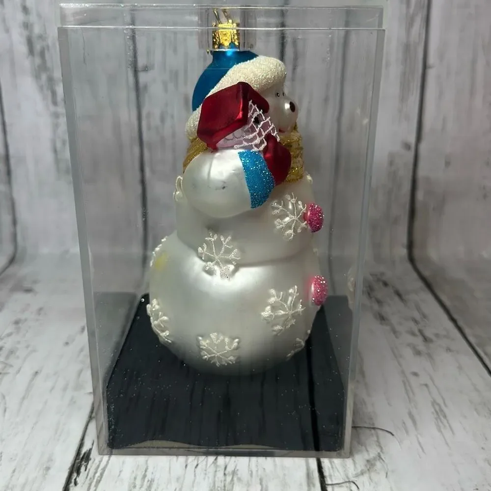2004  Target‎ Brands Glass Snowman Christmas Ornament Handcrafted in Display